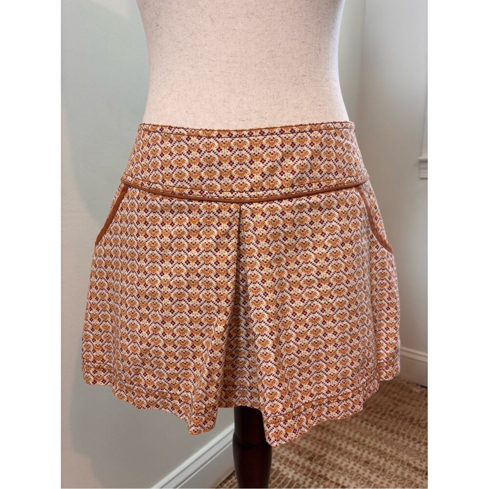 Zara TRF Floral Mini Skirt Size M Boho Retro 70s Pocket Skater